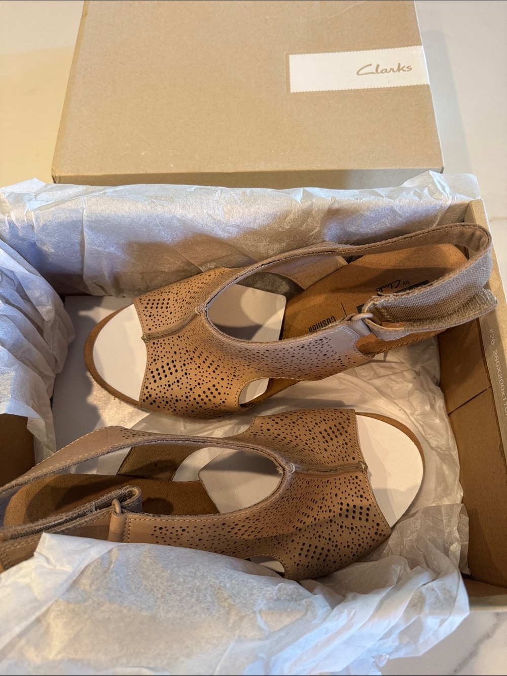 Clarks Women's Tan Wedge Sandals